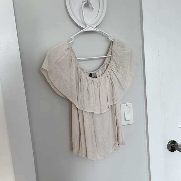 Off The Shoulder Linen Blouse - Size Small - Picture 1 of 2